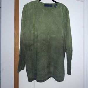 Karen Scott green & grey ombre chenille tunic sweater NWOT